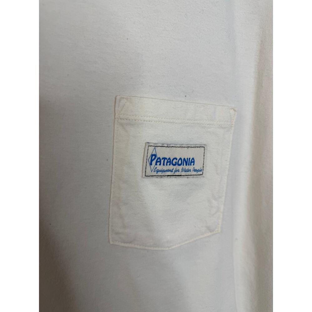 Patagonia Mens Water People Organic Pocket T-shirt Banner Undyed Natural XL - Picture 3 of 8